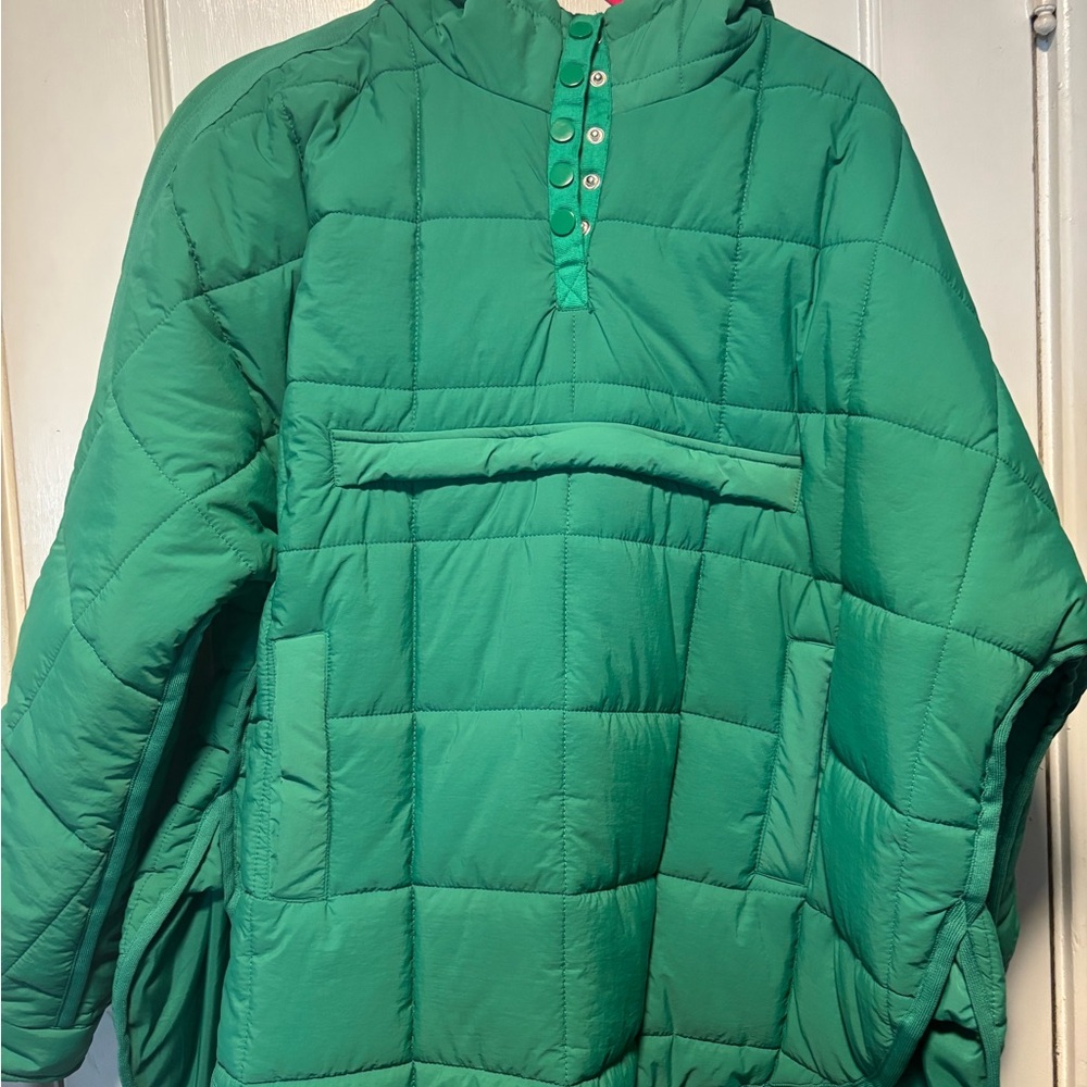 Green Quilted Pullover Jacket